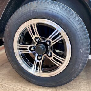 12'' CHROME AND BLACK MAG WHEEL MOUNTED WITH TIRE